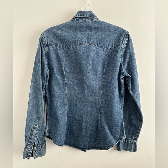 Vintage Western Blue Denim Shirt Back In The Saddle Collared Button Front Size M - Picture 13 of 13